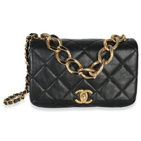 Chanel Black Quilted Lambskin Small Colour Match Flap Bag Handbag fv