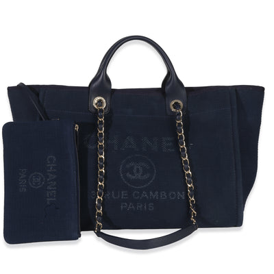 Chanel Navy Mixed Fibers Large Deauville Tote Handbag id