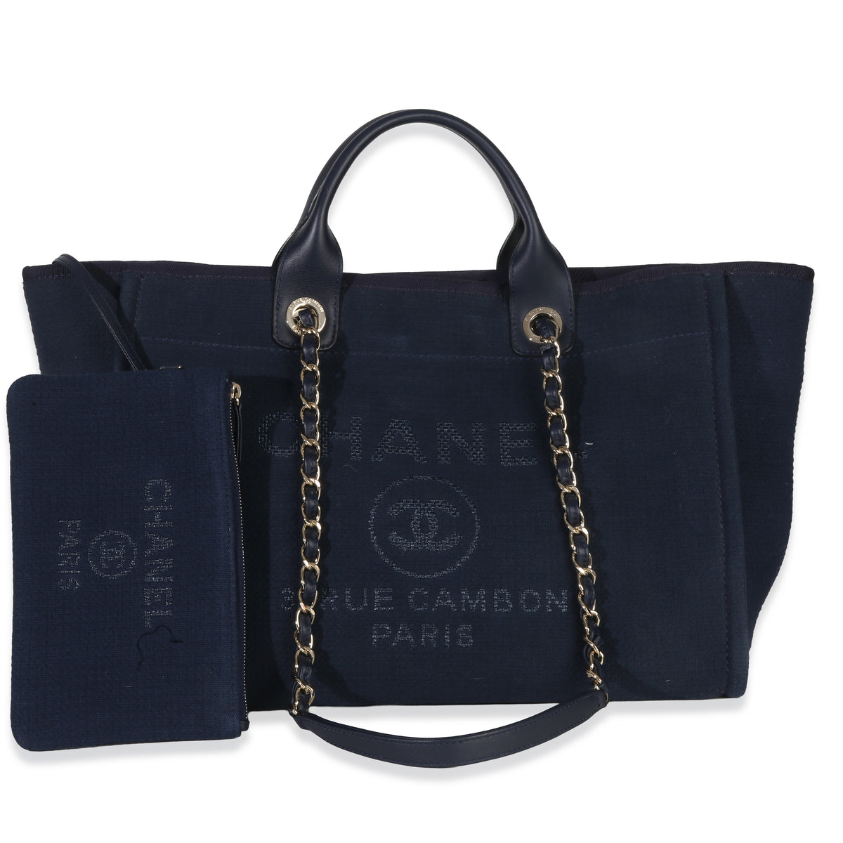 Chanel Navy Mixed Fibers Large Deauville Tote Handbag id