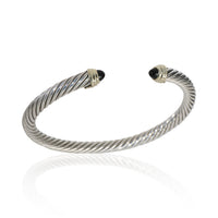 David Yurman Yellow Gold & Sterling Silver Onyx Cable Classic Bracelet bv
