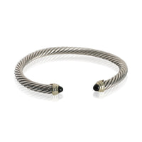 David Yurman Yellow Gold & Sterling Silver Onyx Cable Classic Bracelet fv