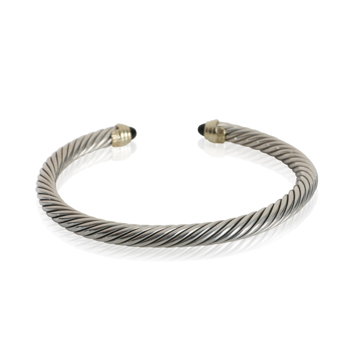 David Yurman Yellow Gold & Sterling Silver Onyx Cable Classic Bracelet pv