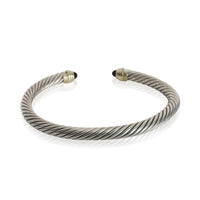 David Yurman Yellow Gold & Sterling Silver Onyx Cable Classic Bracelet pv