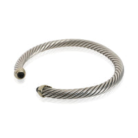 David Yurman Yellow Gold & Sterling Silver Onyx Cable Classic Bracelet sv