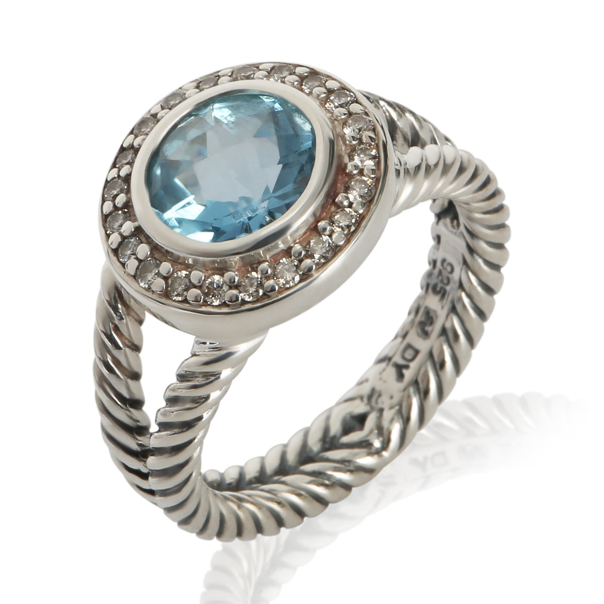 David Yurman Sterling Silver Topaz and Diamond Cerise Ring bv