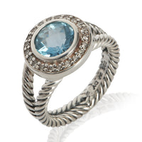 David Yurman Sterling Silver Topaz and Diamond Cerise Ring bv