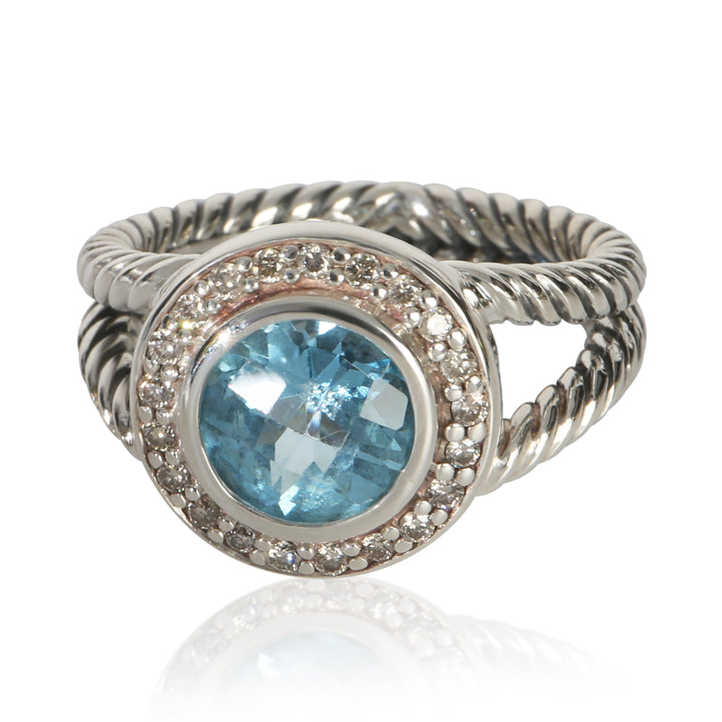 David Yurman Sterling Silver Topaz and Diamond Cerise Ring fv