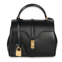 Celine Black Satinated Calfskin Mini 16 Top Handle Bag Handbag fv