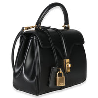 Celine Black Satinated Calfskin Mini 16 Top Handle Bag Handbag pv