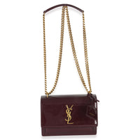 Saint Laurent Red Wine Patent Monogram Small Sunset Bag Handbag av