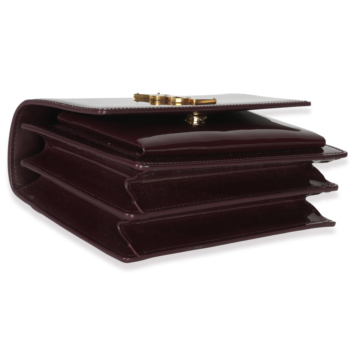 Saint Laurent Red Wine Patent Monogram Small Sunset Bag Handbag clasp