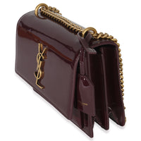 Saint Laurent Red Wine Patent Monogram Small Sunset Bag Handbag sv