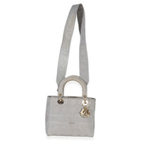 Christian Dior Gray Canvas Cannage Embroidered Medium Lady D Lite Bag Handbag av