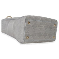 Christian Dior Gray Canvas Cannage Embroidered Medium Lady D Lite Bag Handbag clasp