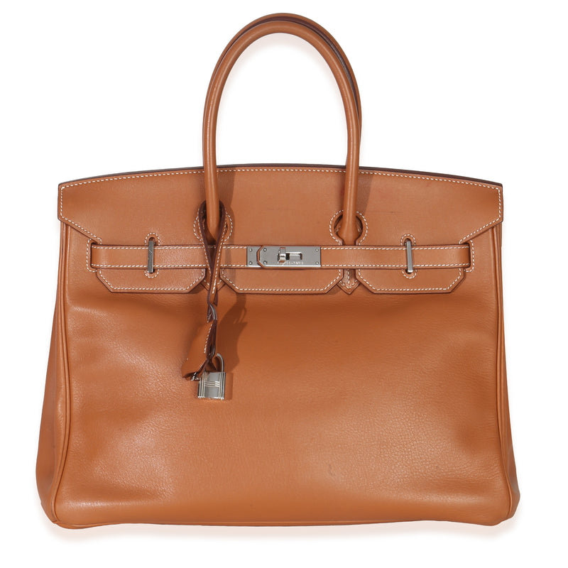 Hermès Gold Swift Birkin 35 PHW Handbag fv