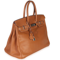 Hermès Gold Swift Birkin 35 PHW Handbag pv