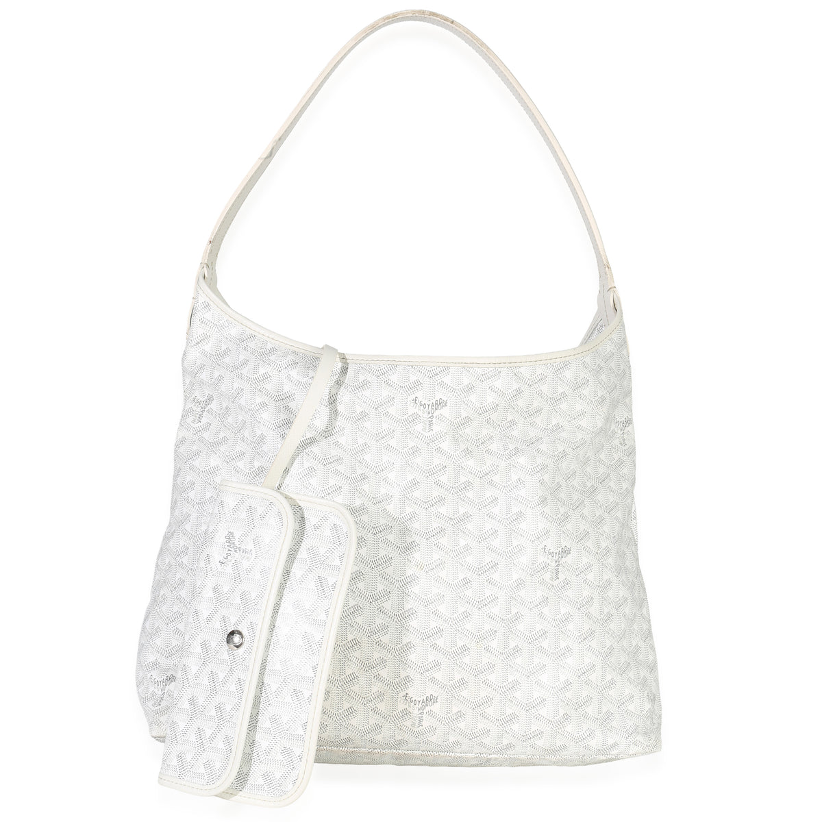 Goyard White ine Canvas Boheme Hobo Handbag fv