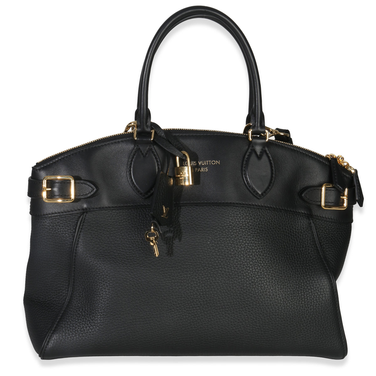 Louis Vuitton Black Grained Calfskin Monogram Vendome MM Handbag fv