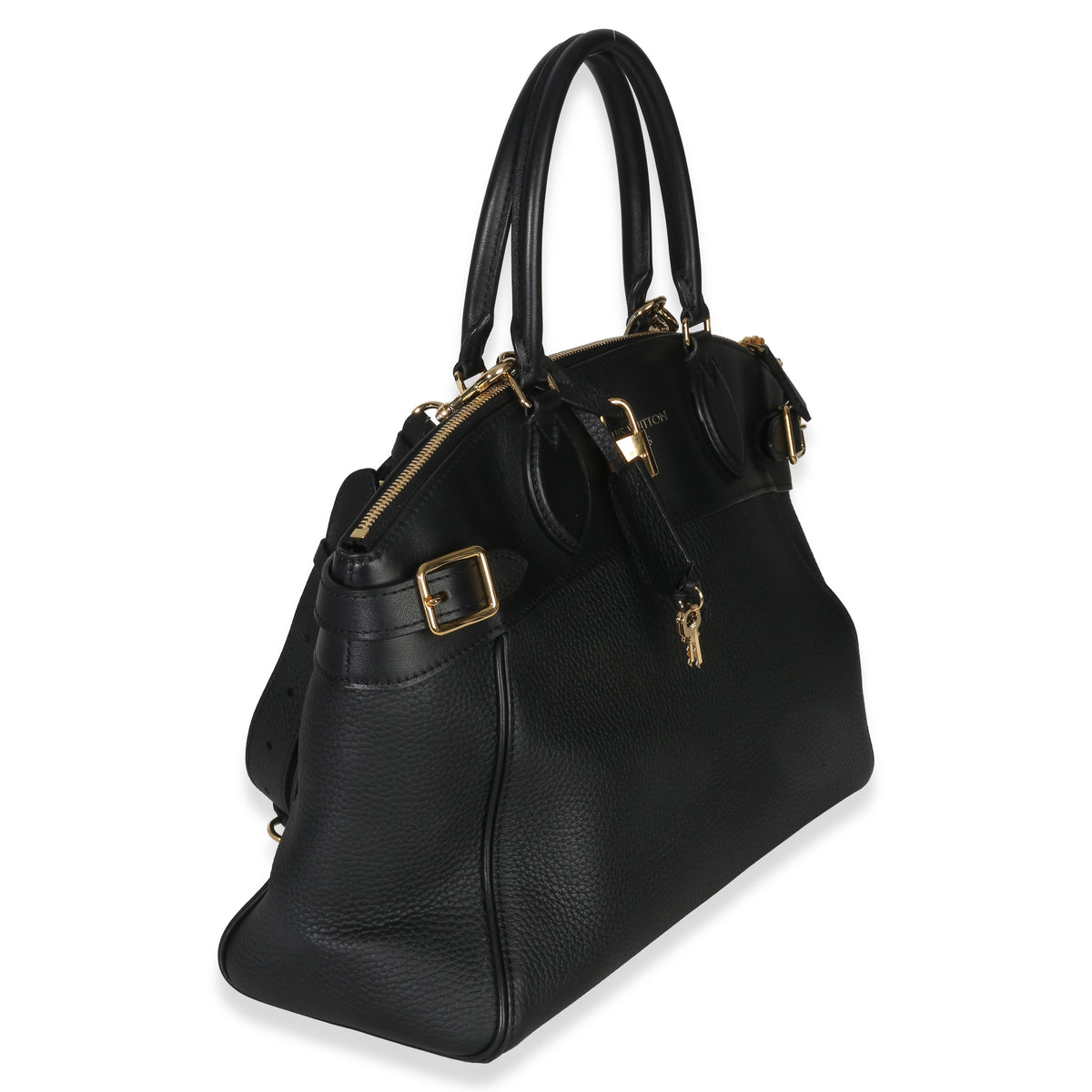 Louis Vuitton Black Grained Calfskin Monogram Vendome MM Handbag pv