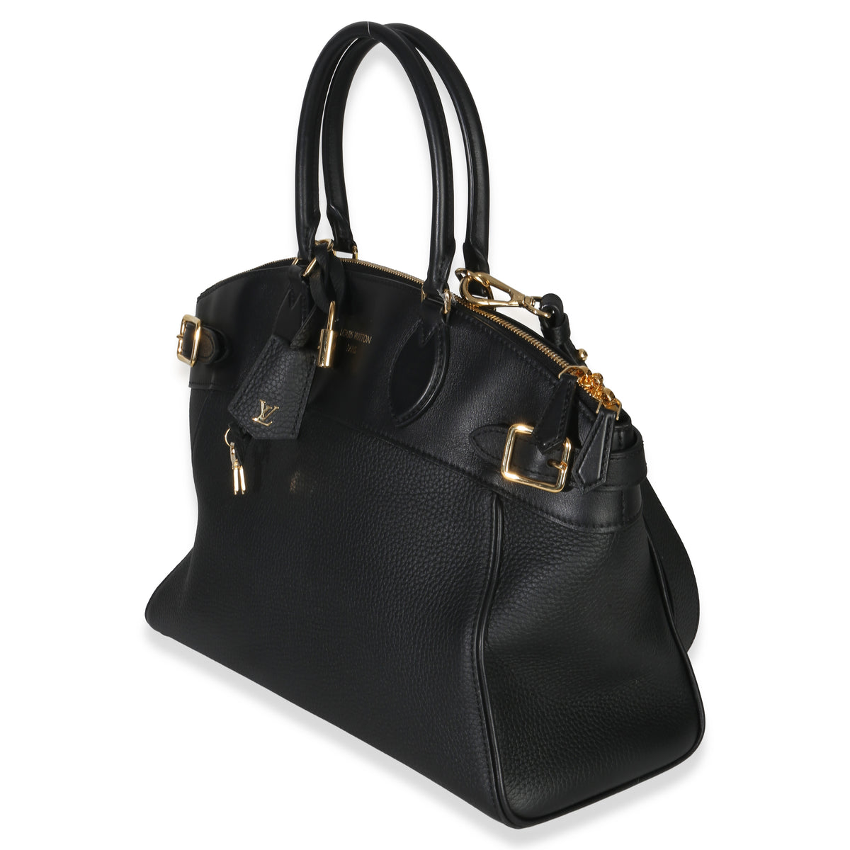 Louis Vuitton Black Grained Calfskin Monogram Vendome MM Handbag sv