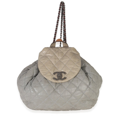 Chanel Grey Quilted Calfskin In The Mix Backpack Handbag fv