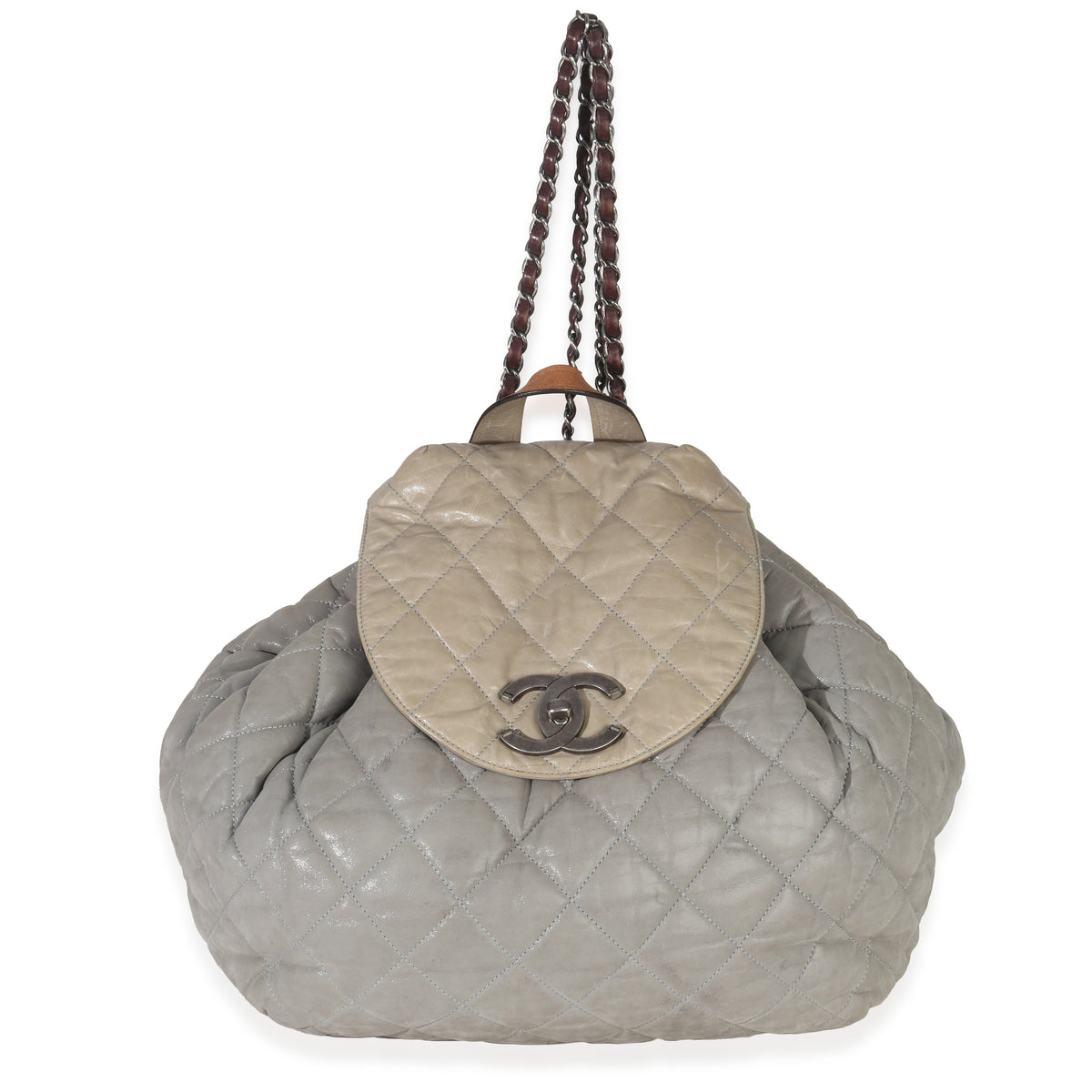 Chanel Grey Quilted Calfskin In The Mix Backpack Handbag fv
