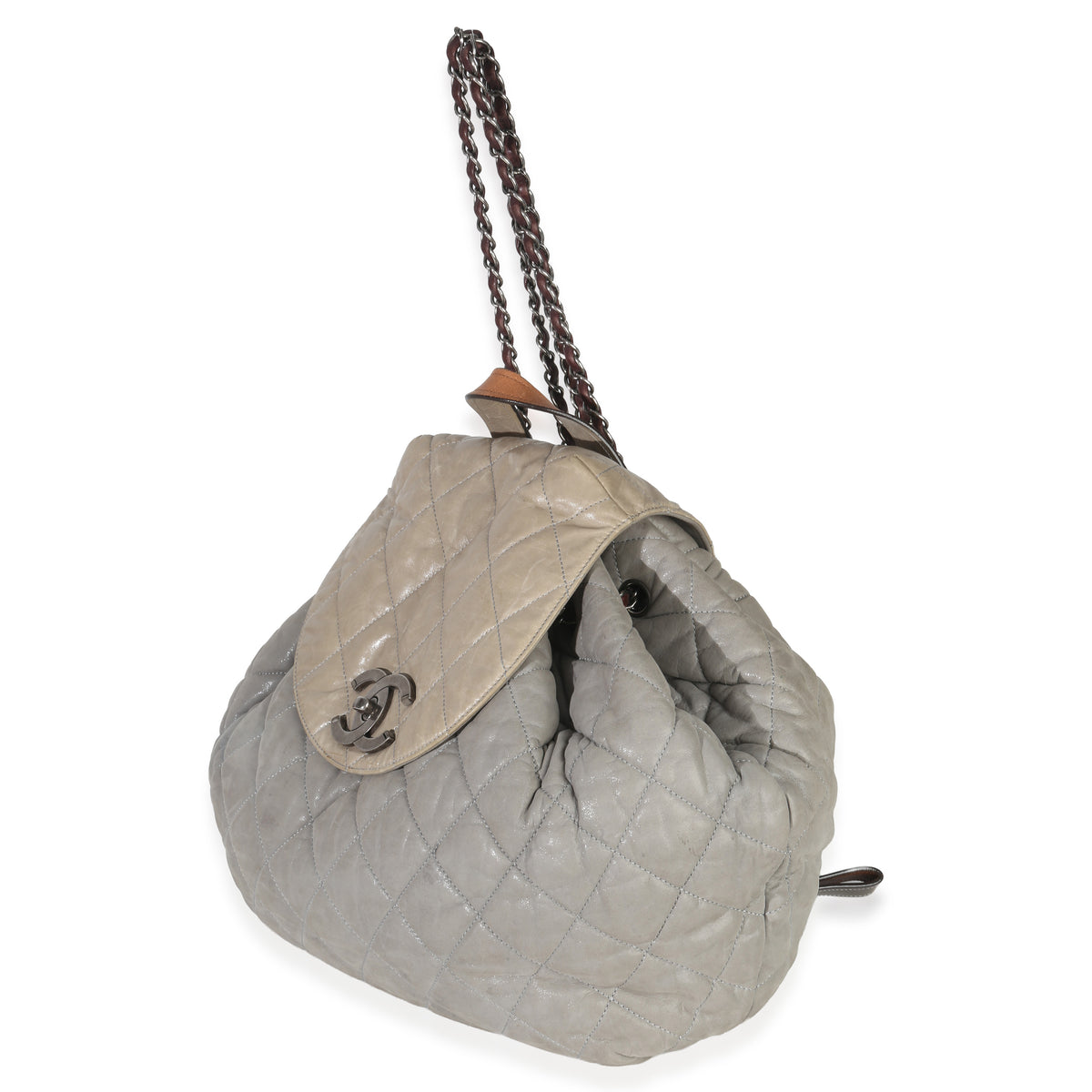 Chanel Grey Quilted Calfskin In The Mix Backpack Handbag sv