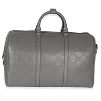 Gucci Grey Embossed Calfskin GG Tennis Medium Duffle Bag Handbag id