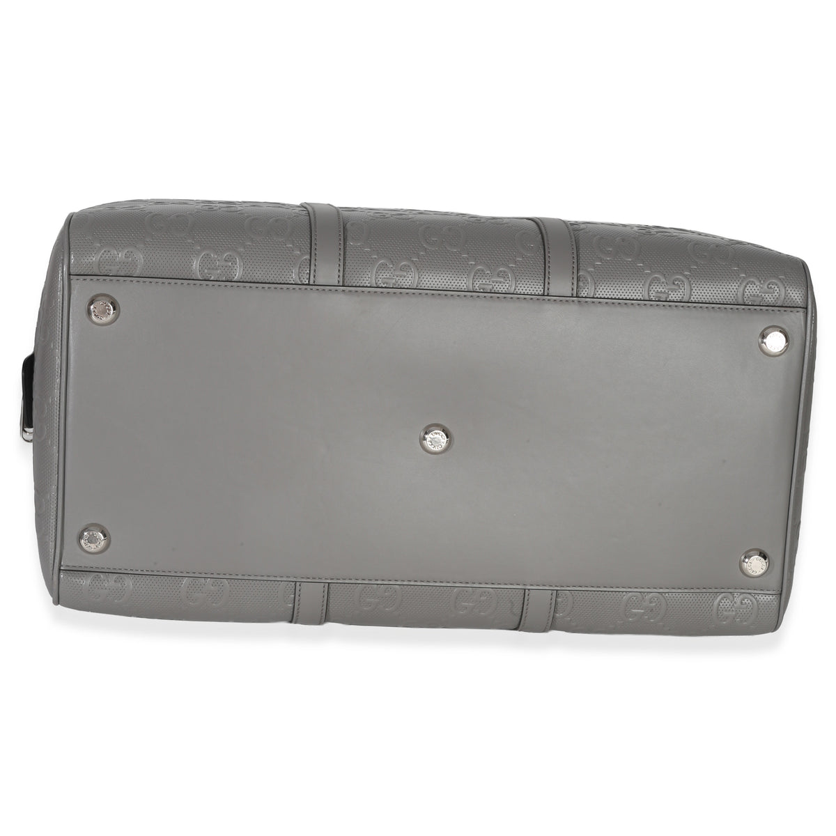 Gucci Grey Embossed Calfskin GG Tennis Medium Duffle Bag Handbag box