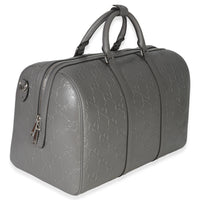 Gucci Grey Embossed Calfskin GG Tennis Medium Duffle Bag Handbag bv