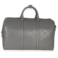 Gucci Grey Embossed Calfskin GG Tennis Medium Duffle Bag Handbag fv
