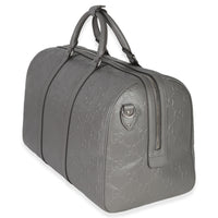 Gucci Grey Embossed Calfskin GG Tennis Medium Duffle Bag Handbag pv