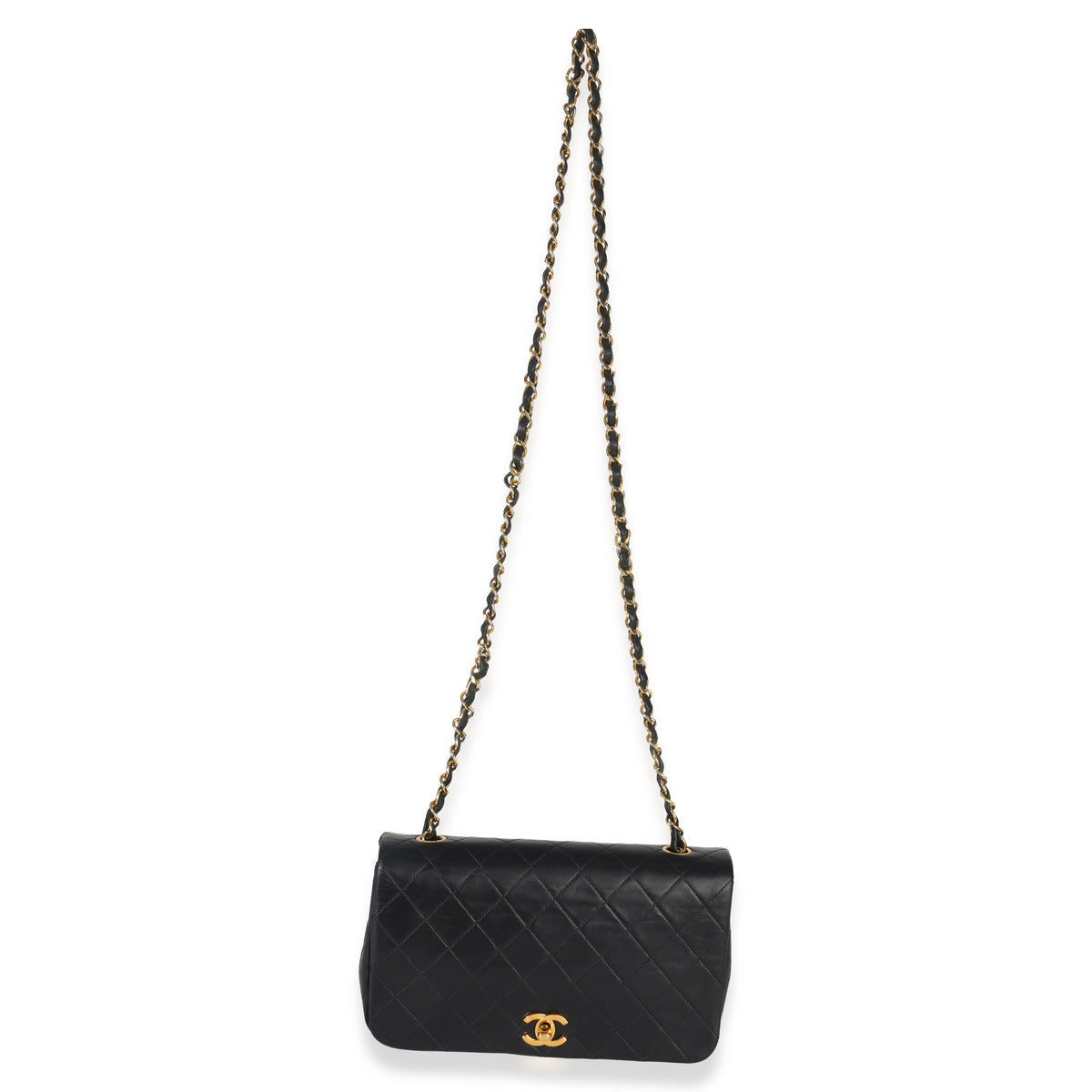 Chanel Vintage 24k Black Quilted Lambskin Single Full Flap Bag Handbag av