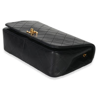 Chanel Vintage 24k Black Quilted Lambskin Single Full Flap Bag Handbag box