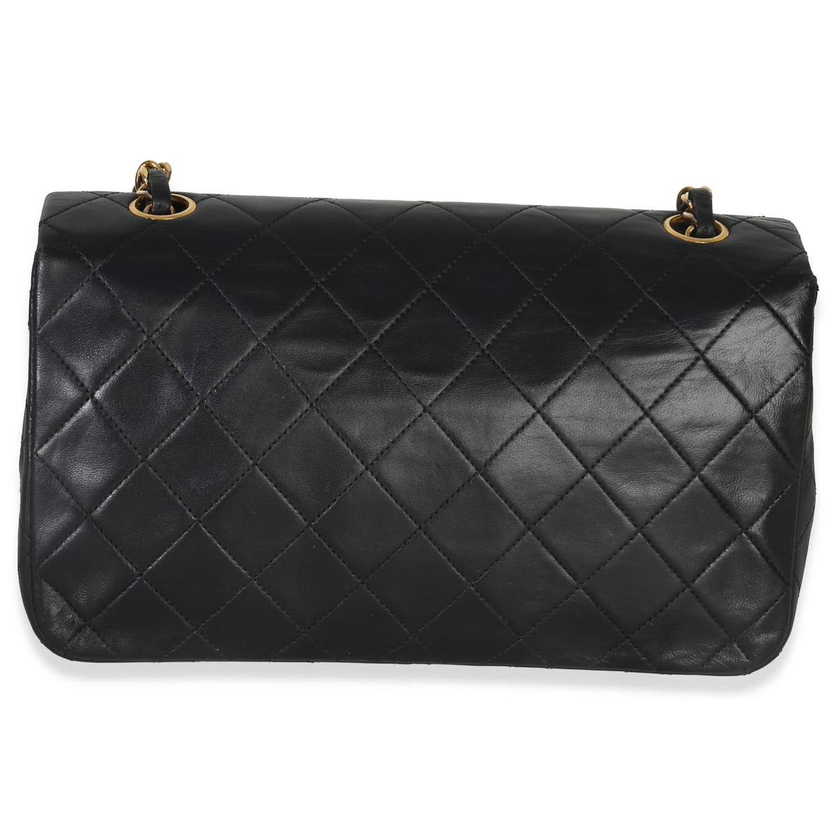 Chanel Vintage 24k Black Quilted Lambskin Single Full Flap Bag Handbag bv