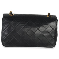 Chanel Vintage 24k Black Quilted Lambskin Single Full Flap Bag Handbag bv