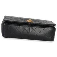 Chanel Vintage 24k Black Quilted Lambskin Single Full Flap Bag Handbag stamp