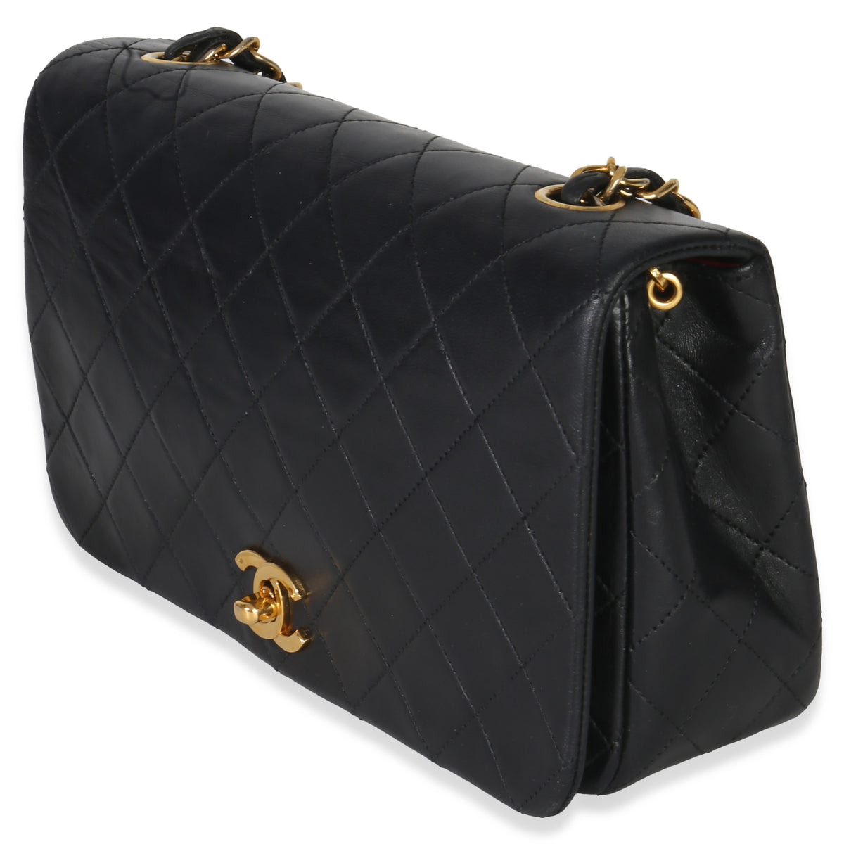 Chanel Vintage 24k Black Quilted Lambskin Single Full Flap Bag Handbag sv
