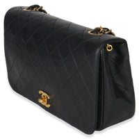 Chanel Vintage 24k Black Quilted Lambskin Single Full Flap Bag Handbag sv