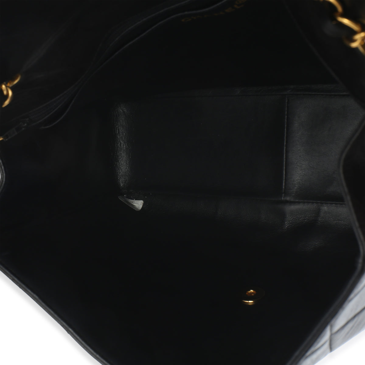 Chanel Vintage 24k Black Quilted Lambskin Jumbo XL Maxi Flap Bag Handbag 10