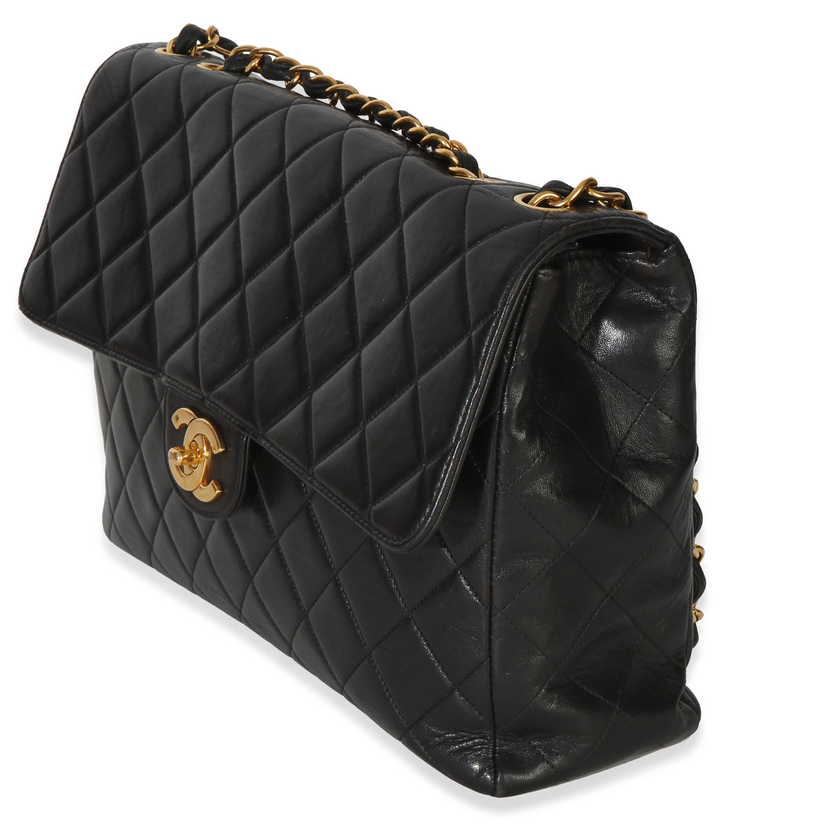 Chanel Vintage 24k Black Quilted Lambskin Jumbo XL Maxi Flap Bag Handbag 2