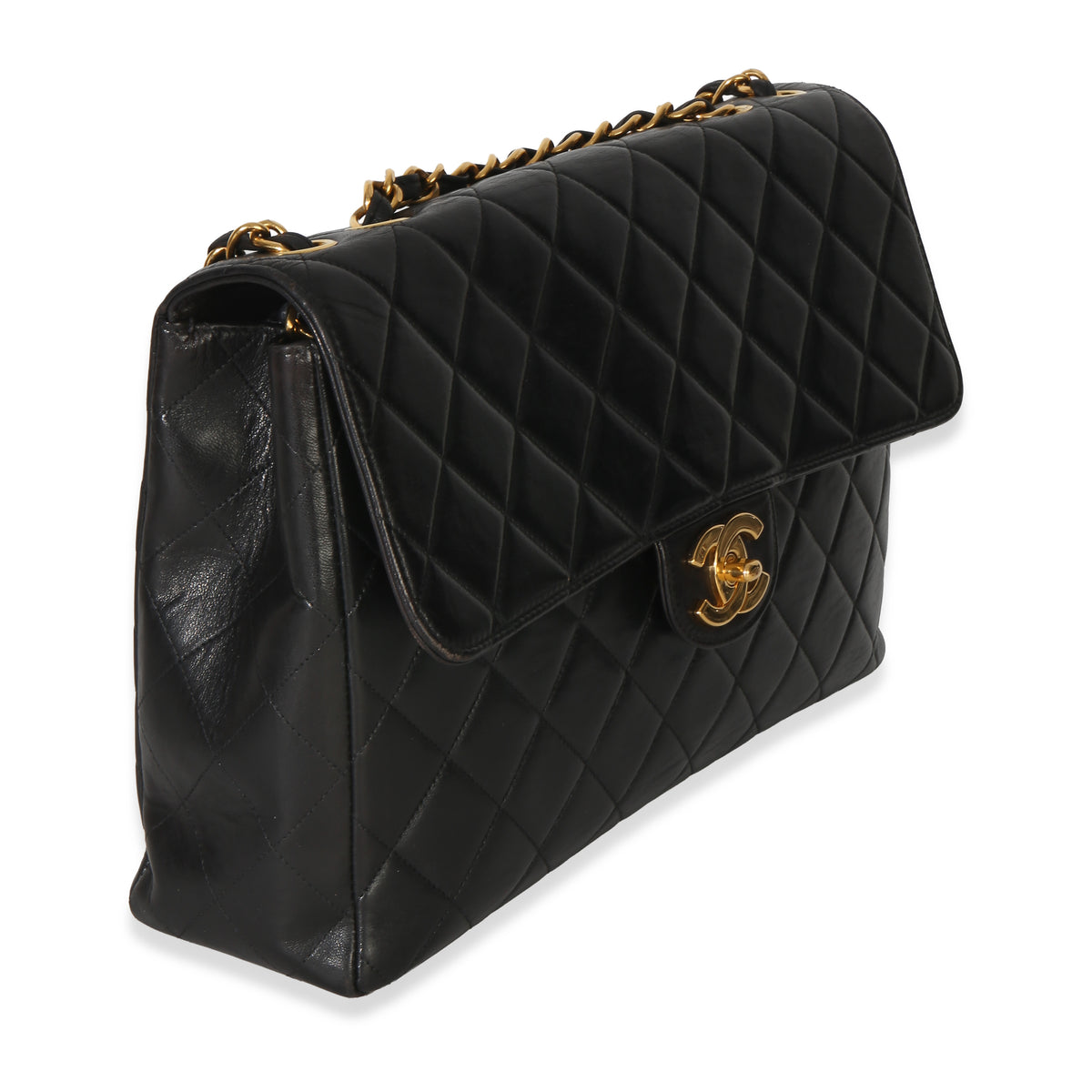 Chanel Vintage 24k Black Quilted Lambskin Jumbo XL Maxi Flap Bag Handbag 3