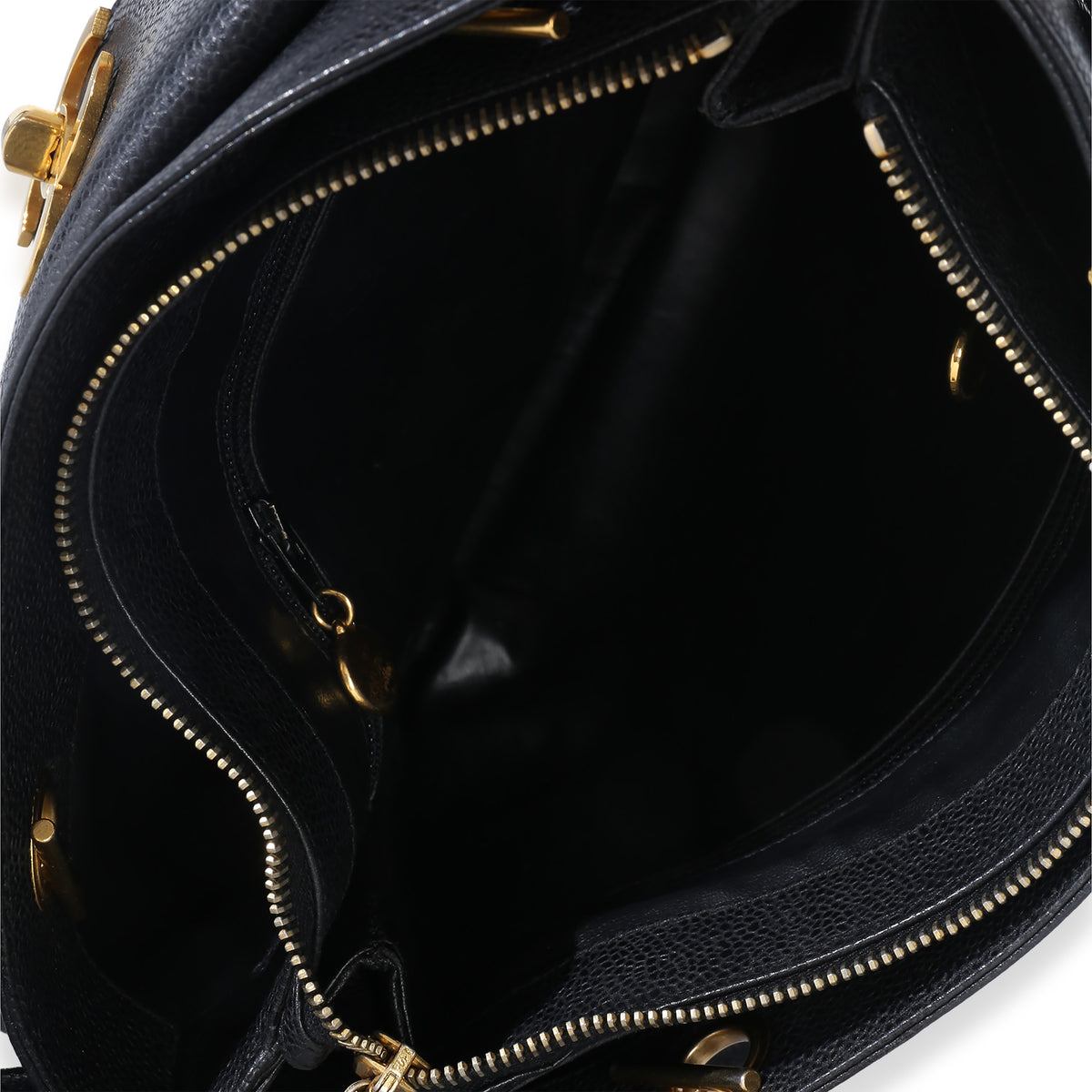 Chanel Vintage 24k Black Caviar Envelope Front Pocket Chain Tote Handbag ad1