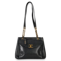 Chanel Vintage 24k Black Caviar Envelope Front Pocket Chain Tote Handbag av
