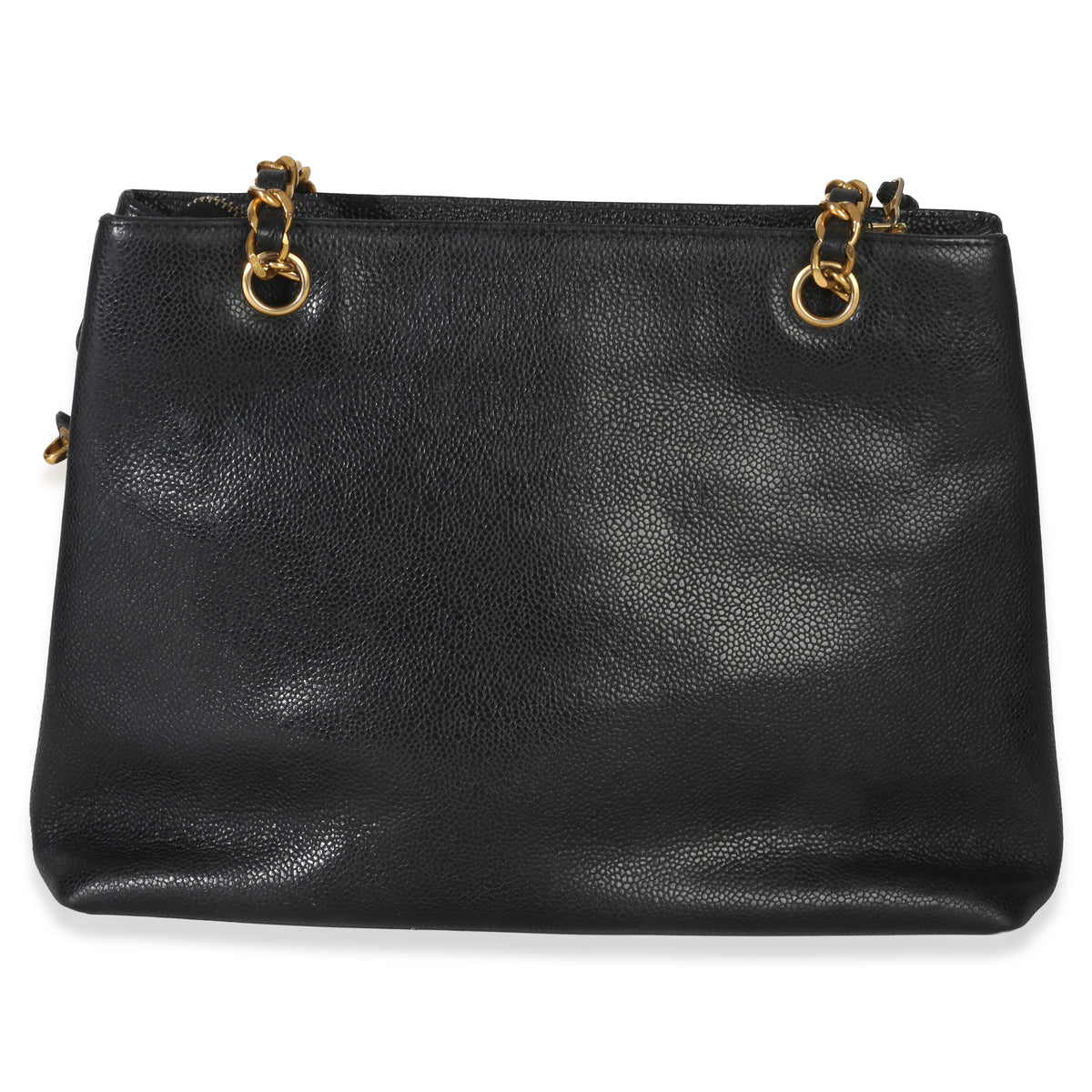 Chanel Vintage 24k Black Caviar Envelope Front Pocket Chain Tote Handbag bv