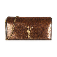 Saint Laurent Spicy Chocolate Sequin Medium Kate 99 Bag Handbag fv