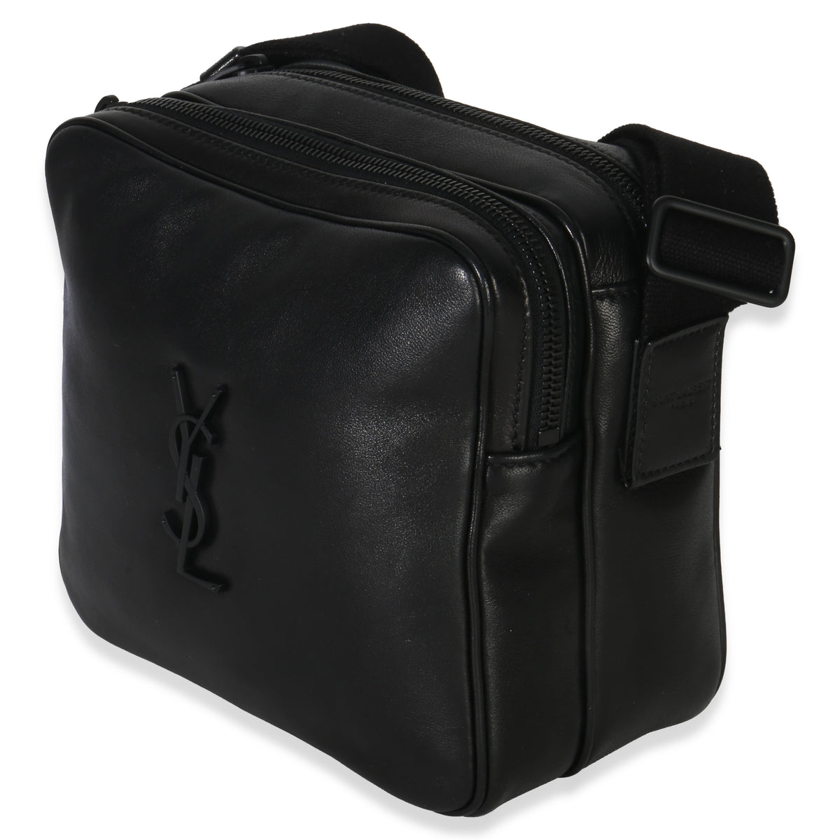 Saint Laurent Black Lambskin Monogram Niki Cube Camera Bag Handbag sv
