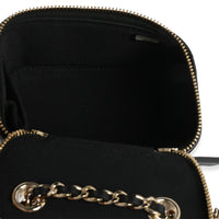 Chanel Black Quilted Lambskin Camellia Bow Chain Mini Vanity Case Handbag ad1