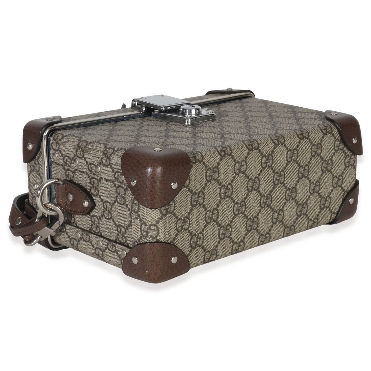 Gucci Beige GG Supreme Monogram Globe Trotter Beauty Case Handbag clasp
