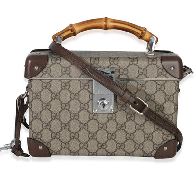 Gucci Beige GG Supreme Monogram Globe Trotter Beauty Case Handbag fv